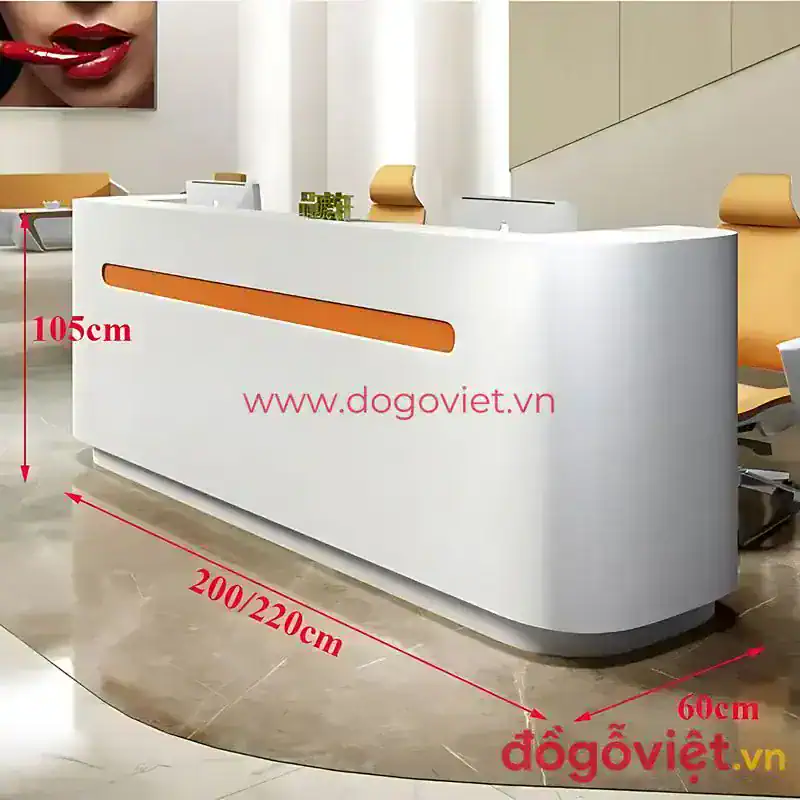 Quầy lễ tân kết hợp kính và kim loại