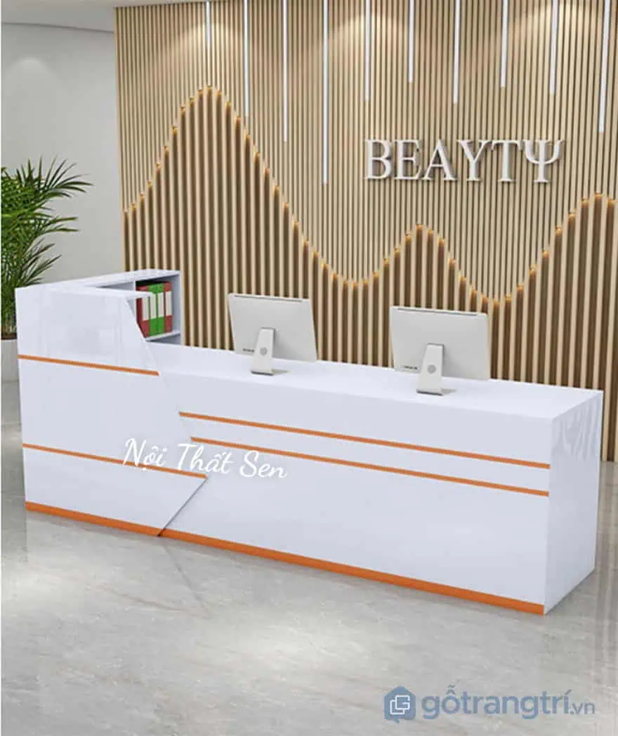 Quầy lễ tân gỗ công nghiệp đẹp