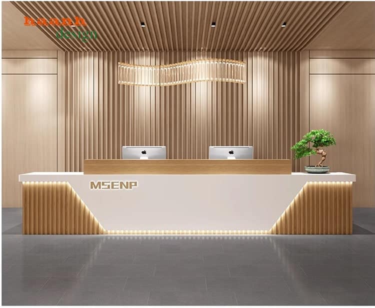 Mẫu quầy lễ tân tích hợp công nghệ