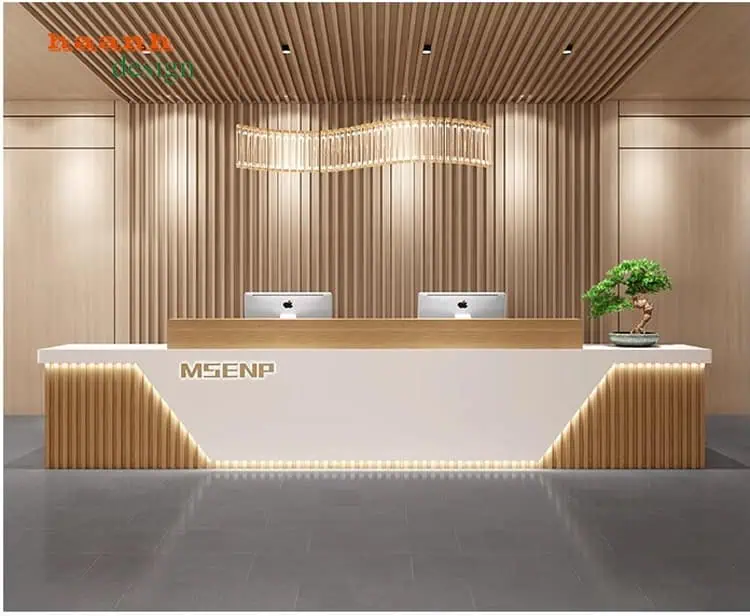 Mẫu quầy lễ tân tích hợp công nghệ