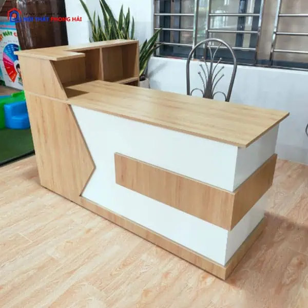 Quầy lễ tân góc L đẹp