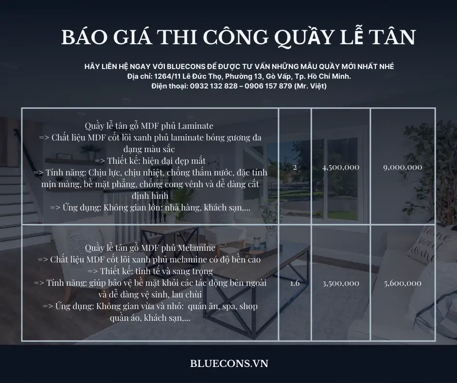 Quầy lễ tân hiện đại, mẫu bàn lễ tân hiện đại thịnh hành nhất 2024