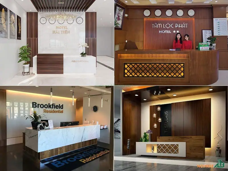 Quầy lễ tân sử dụng vật liệu sinh thái