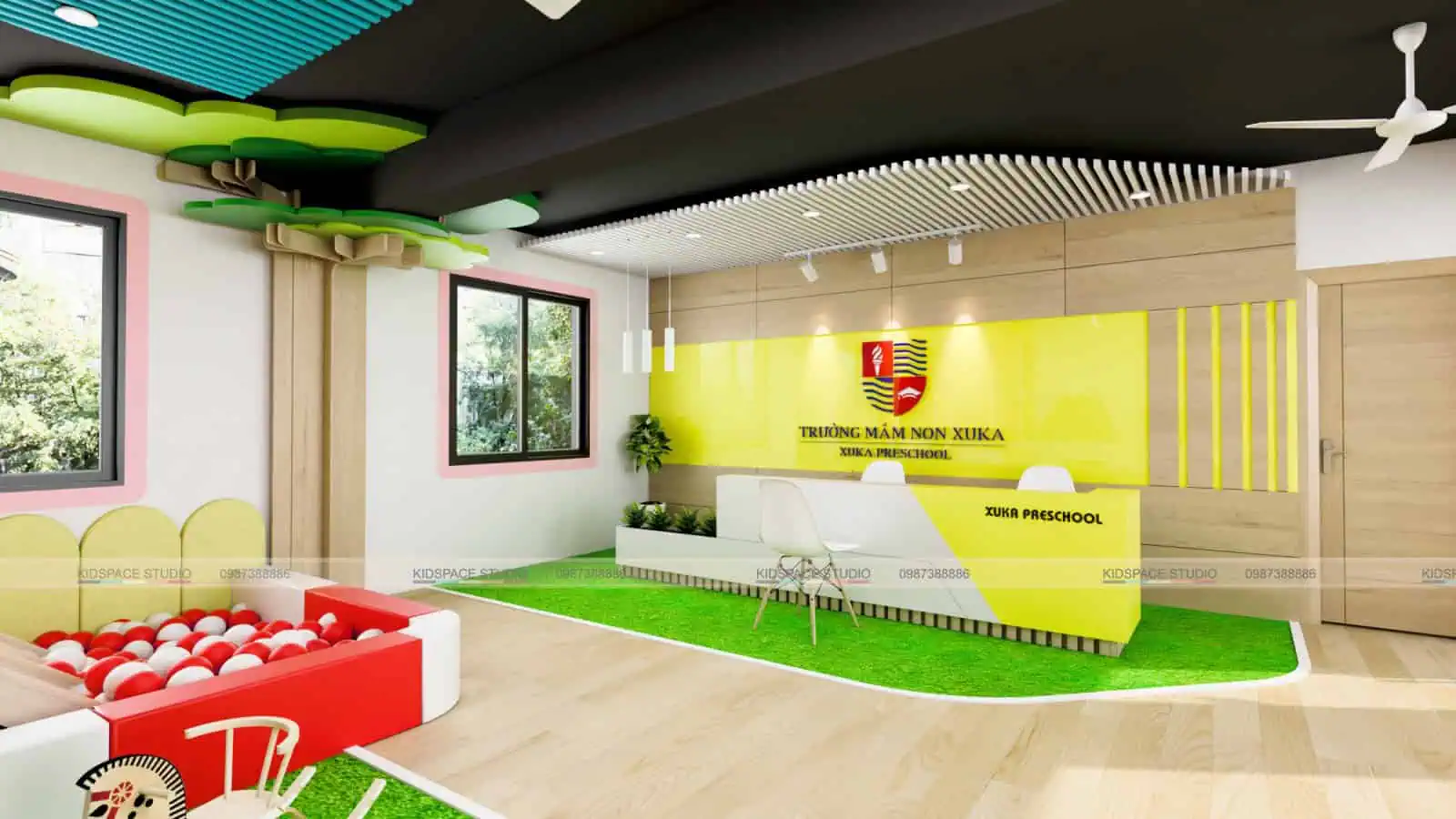 Mẫu thiết kế bàn lễ tân cho trường mầm non