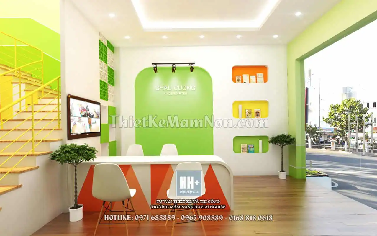 Mẫu thiết kế bàn lễ tân cho trường mầm non