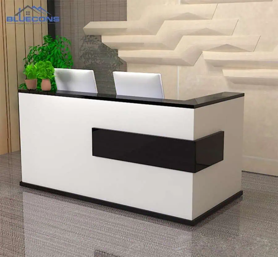 Quầy lễ tân mini TPHCM nhiều mẫu mã, màu sắc và kích thước đa dạng 11 Quầy lễ tân chữ L tối ưu hóa không gian lắp đặt