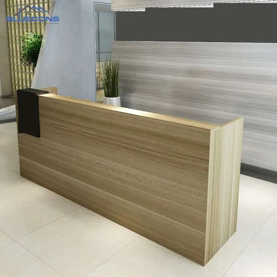 Quầy lễ tân mini TPHCM nhiều mẫu mã, màu sắc và kích thước đa dạng 10 Quầy lễ tân mini mẫu thẳng kết hợp truyền thống với hiện đại