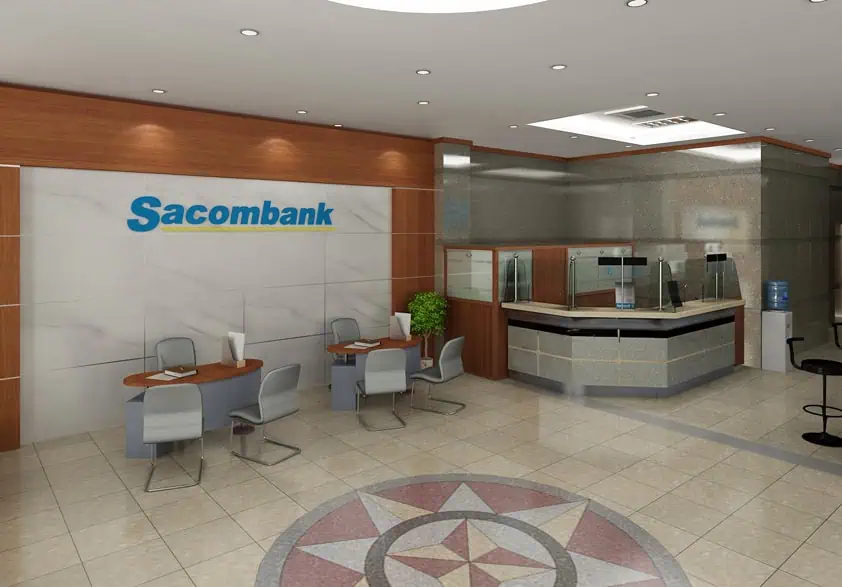 Mẫu quầy lễ tân ngân hàng với thiết kế hiện đại