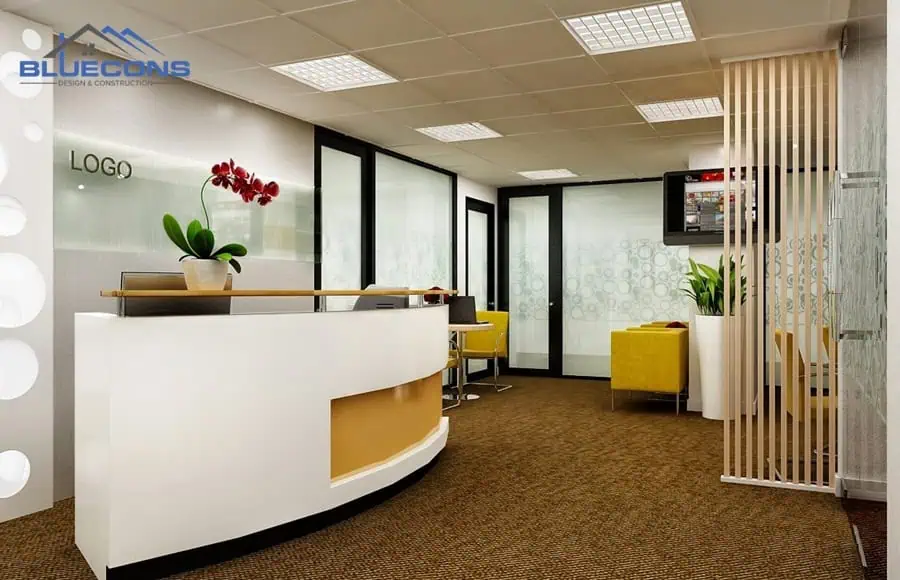 +20 mẫu Thiết kế quầy lễ tân nhà hàng đẹp, ấn tượng 17 Quầy lễ tân gỗ công nghiệp phủ Melamine sáng bóng
