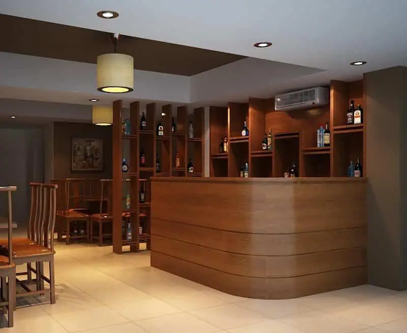 Quầy lễ tân kết hợp chất liệu