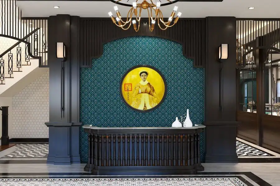 Mẫu quầy lễ tân gỗ tự nhiên