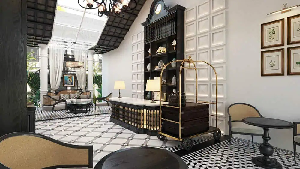 Không gian lễ tân phong cách Đông Dương