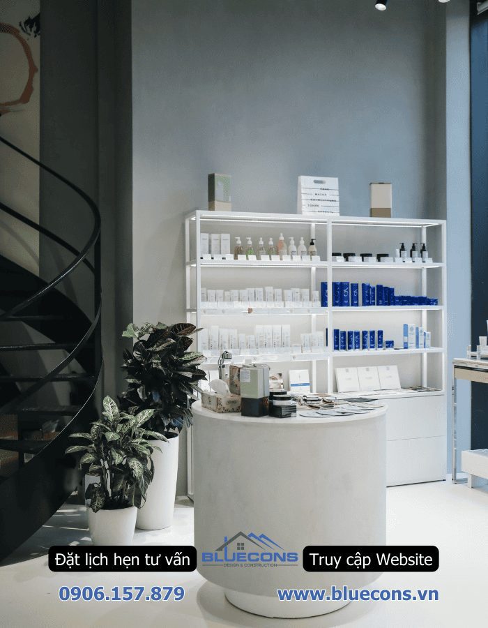 Thi công shop mỹ phẩm 20m2 nhỏ đẹp trọn gói