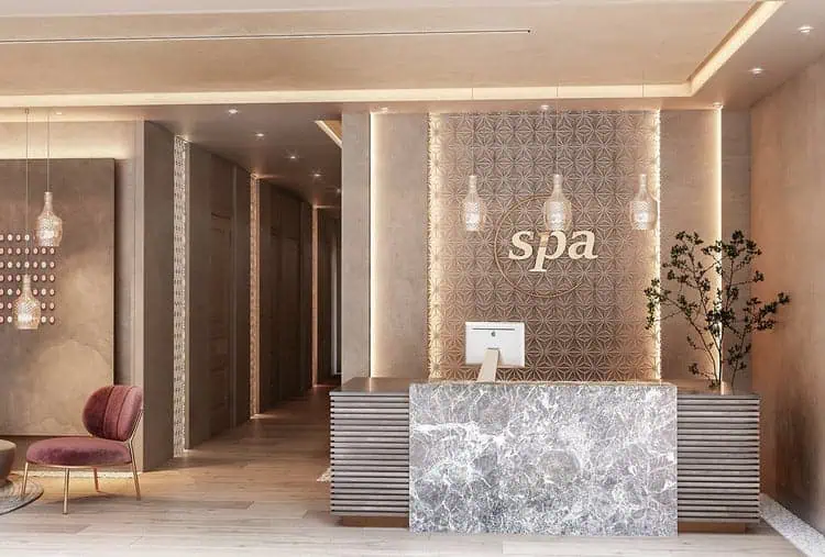 Quầy lễ tân spa sang trọng