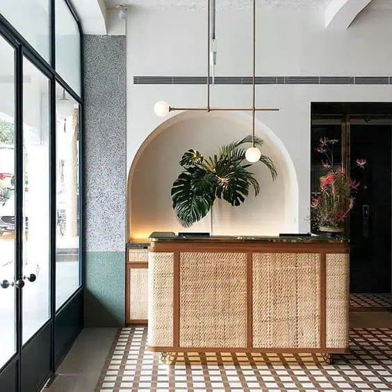 Quầy lễ tân vintage hình chữ L