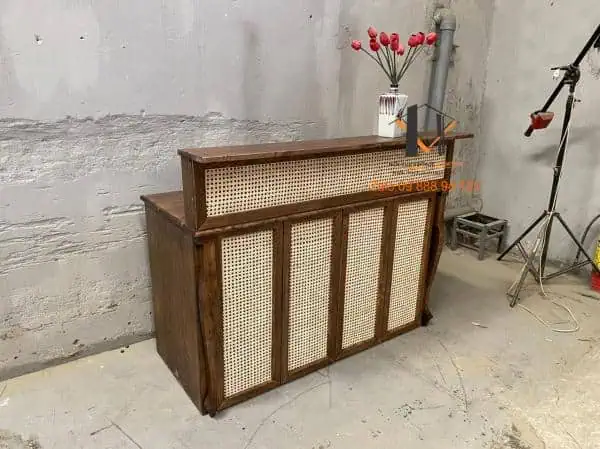 Quầy lễ tân phối lưới mây