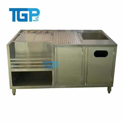 Quầy pha chế inox 1m5 nhiều khay topping