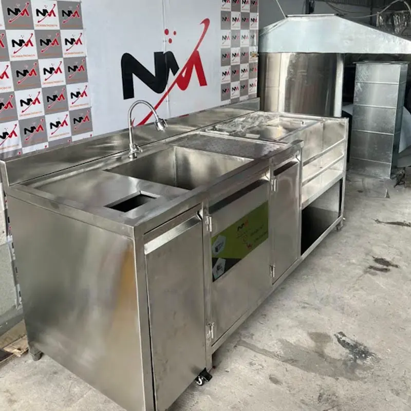 Quầy pha chế inox 1m6 với chậu rửa