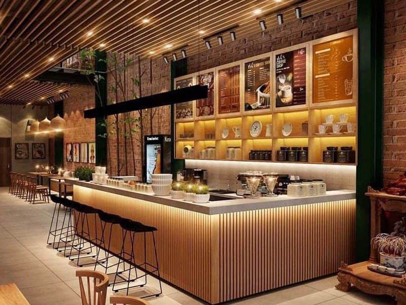 Mẫu quầy pha chế cà phê đơn giản