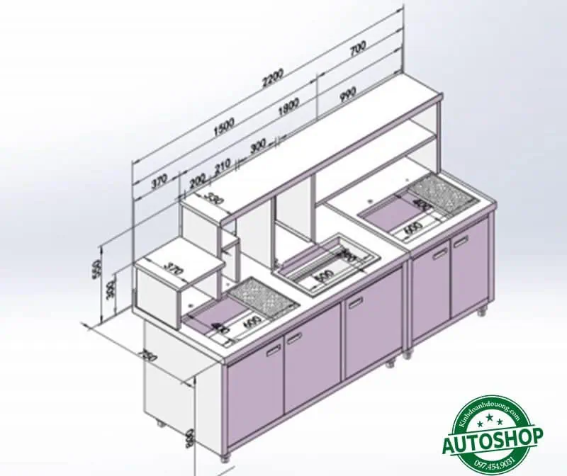 Kích thước quầy pha chế trong không gian