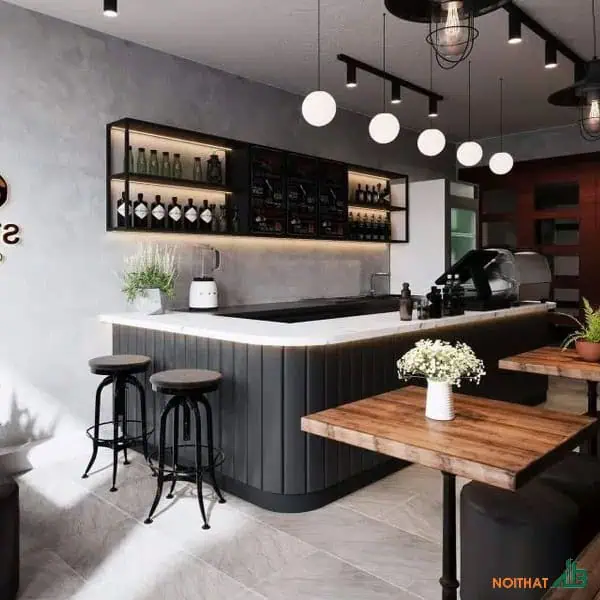 Quầy pha chế chữ U làm nhựa