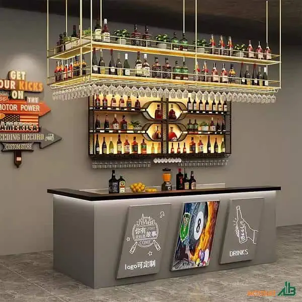 Quầy pha chế chữ U xám đen