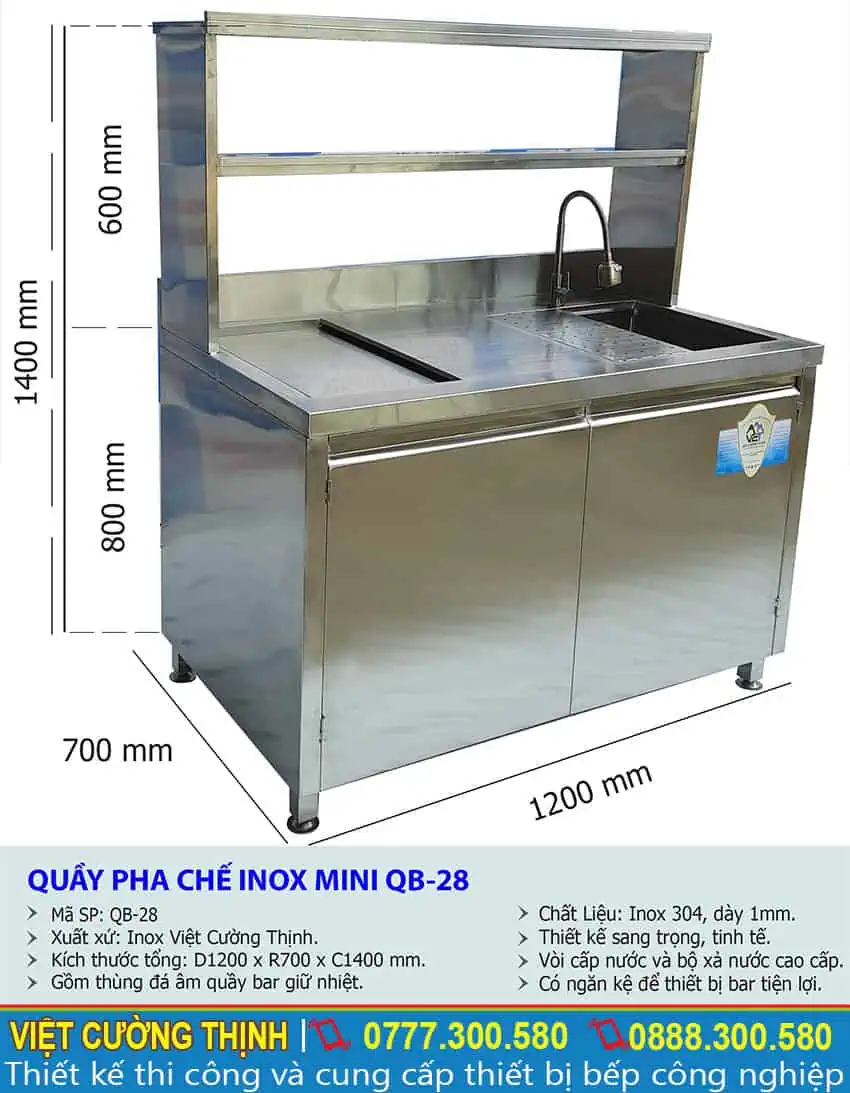 Quầy pha chế inox sang trọng