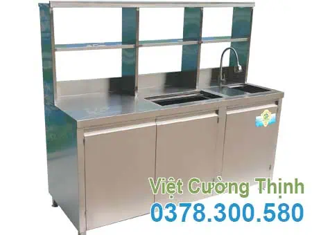 Quầy pha chế trà sữa inox 1m6