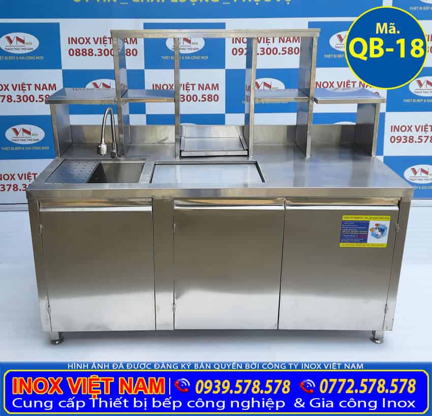 Quầy pha chế inox 1m6 với chậu rửa