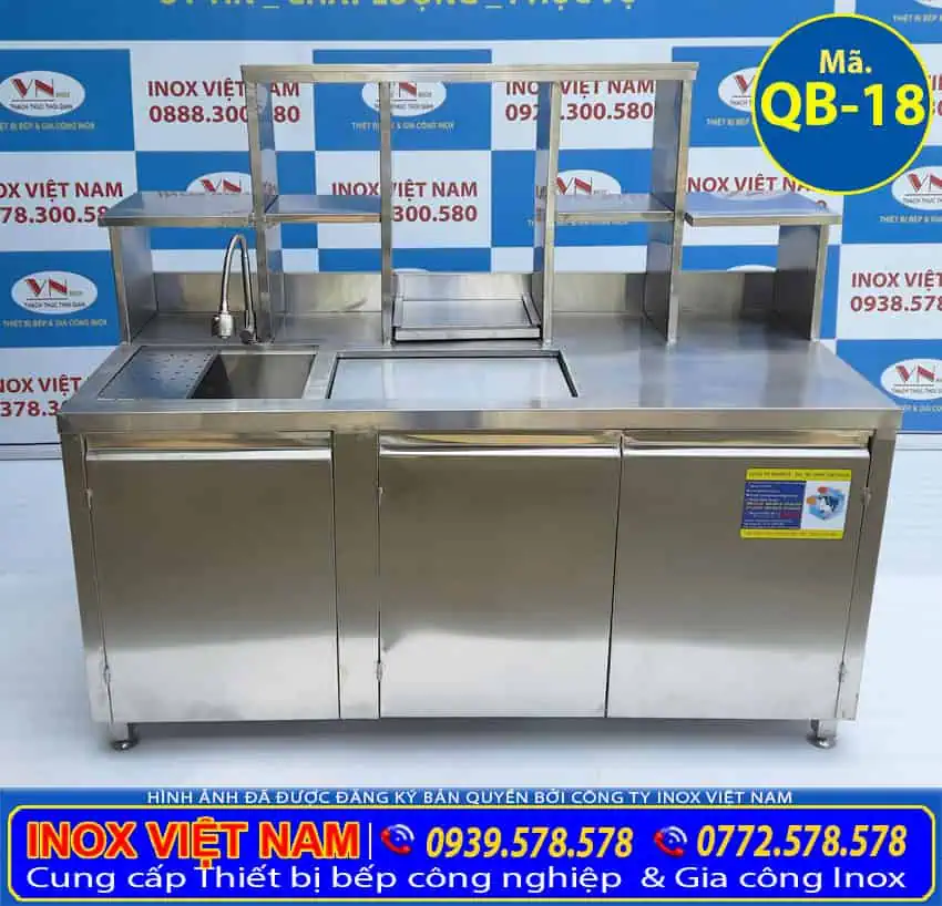 Quầy pha chế inox 1m6 với chậu rửa