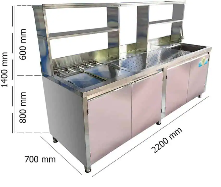 Quầy pha chế inox 2m2