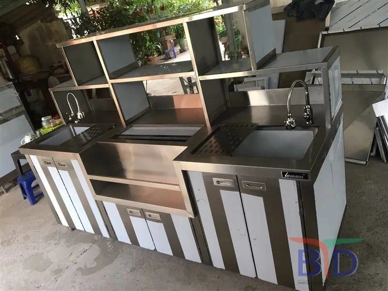 Quầy pha chế trà sữa inox