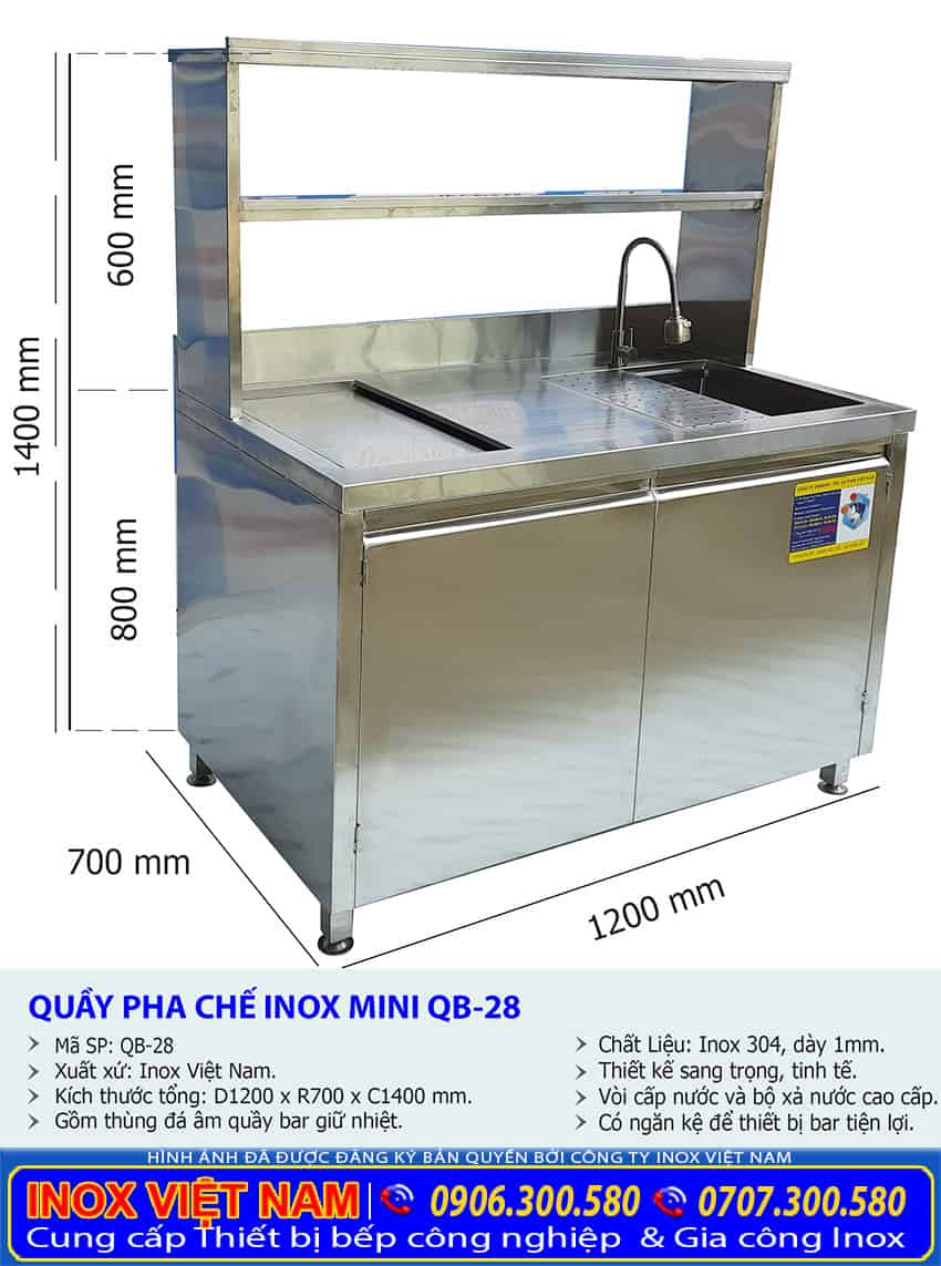 Quầy pha chế inox hiện đại
