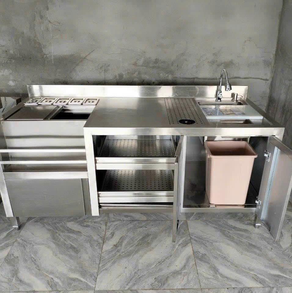 Thiết kế quầy pha chế inox hiện đại tại xưởng