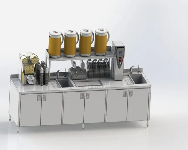 Mẫu quầy pha chế inox quán trà sữa đẹp và hiện đại