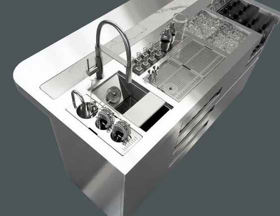 Quầy Pha Chế Inox Tiết Kiệm Không Gian 7 Mẫu Đóng Đặc Biệt 3 Mẫu quầy pha chế inox tiết kiệm không gian với ngăn kéo đẹp