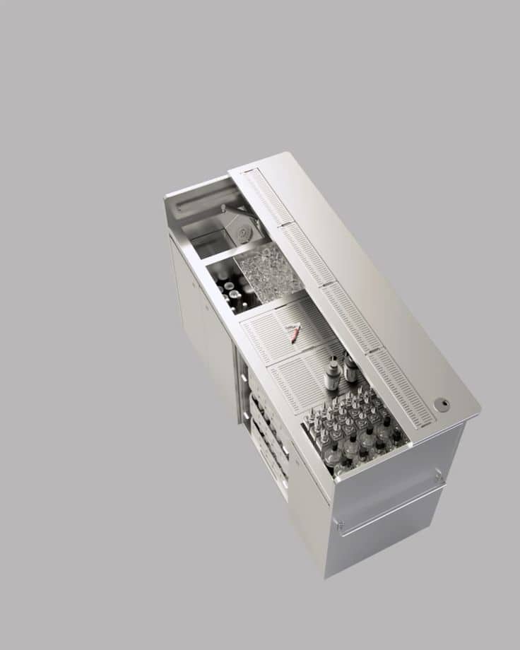Quầy pha chế inox tiết kiệm không gian có ngăn chứa