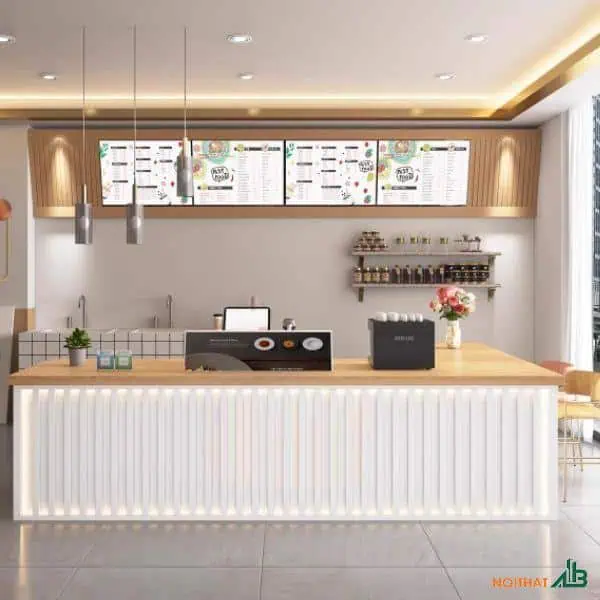 Quầy pha chế lam sóng gỗ QB084