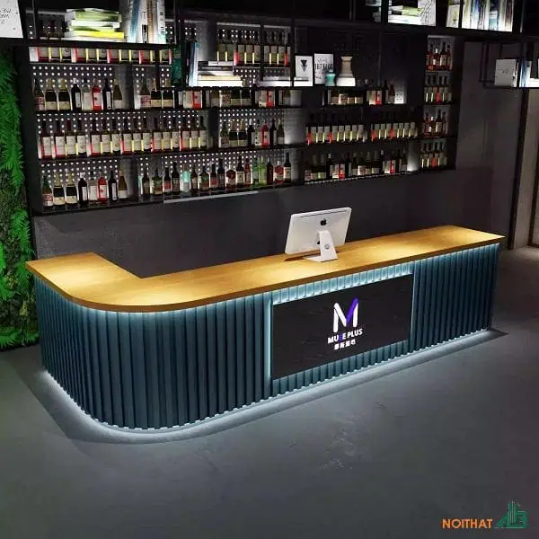 Quầy pha chế bo cong lam sóng nhựa QB026