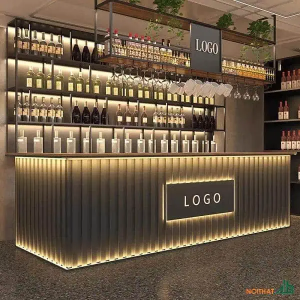 Quầy pha chế chứ U lam sóng gỗ QB027