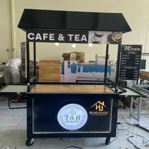 Quầy pha chế kết hợp gỗ và inox