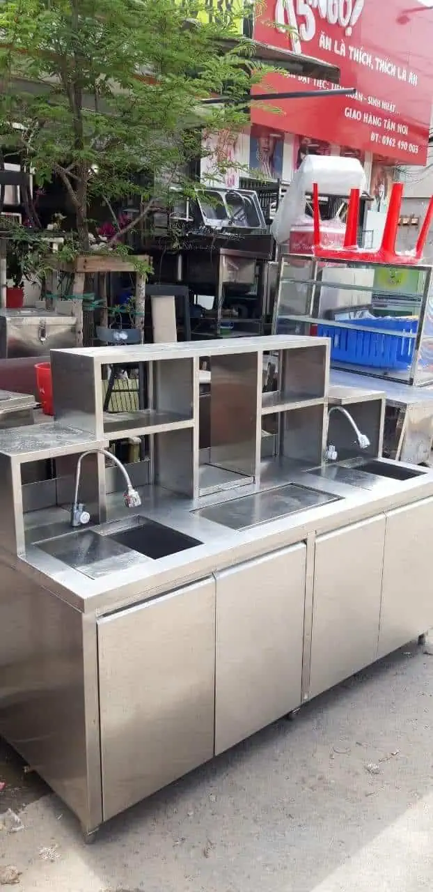 Quầy pha chế inox có kệ