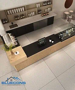Quầy cafe góc L QCF001