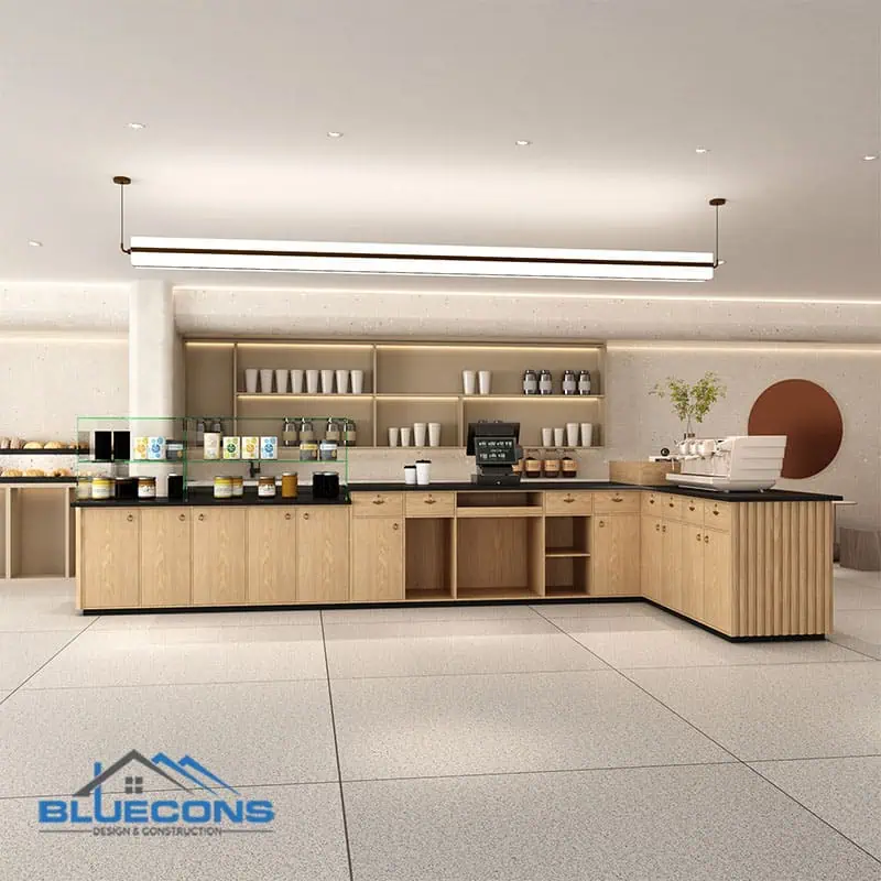 Quầy Cafe Góc L Hiện Đại QCF001 10 Quầy cafe góc L QCF001