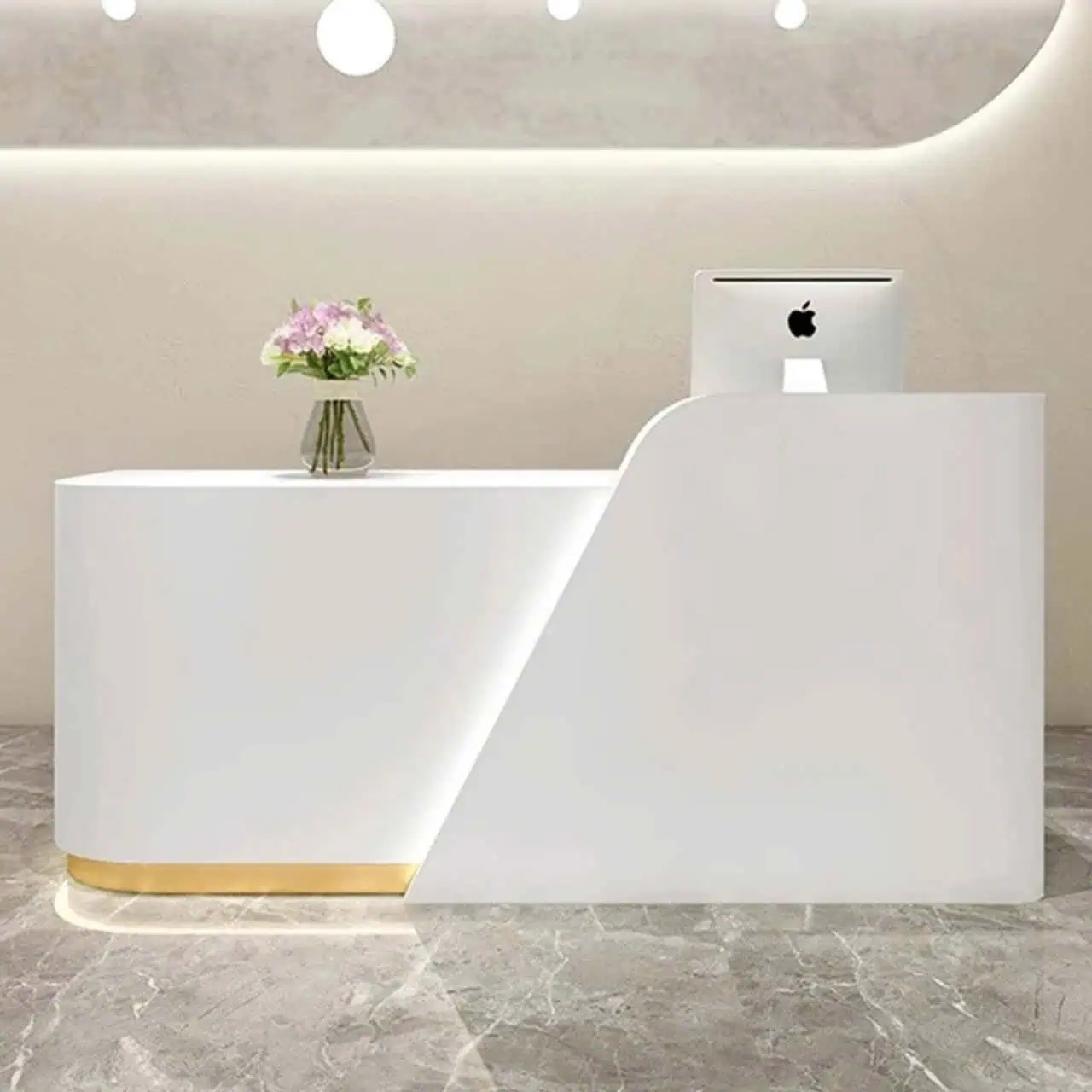 Quầy lễ tân với màu sắc trung tính