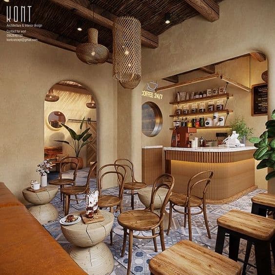 Thi Công Cửa Hàng Cafe Sang Trọng 7 Cách Biến Quán Thành Điểm Đến Hot 4 Thi công cửa hàng cafe sang trọng cùng bầu không khí ấm áp