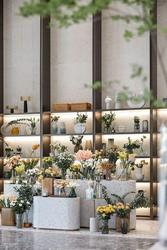 Thi công cửa hàng hoa đẹp và sang trọng