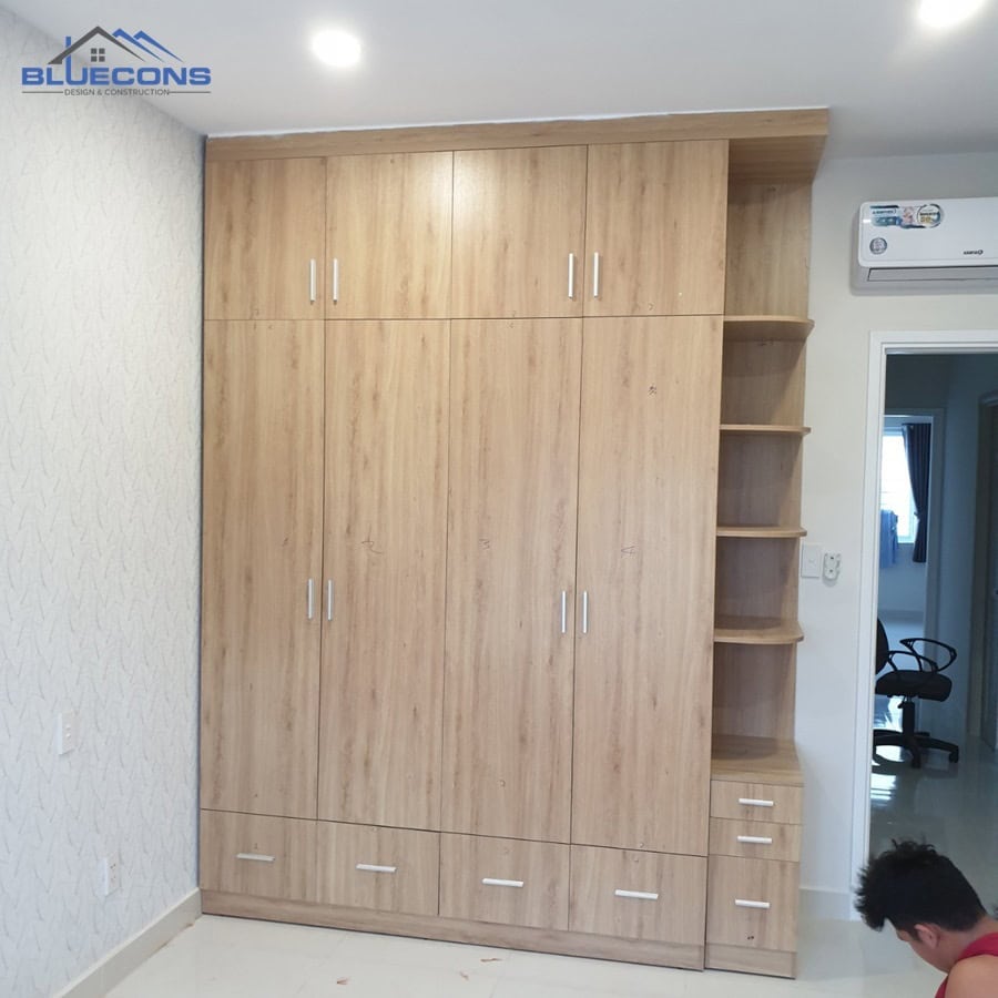 Thi công đóng tủ gỗ theo yêu cầu tại Bluecons