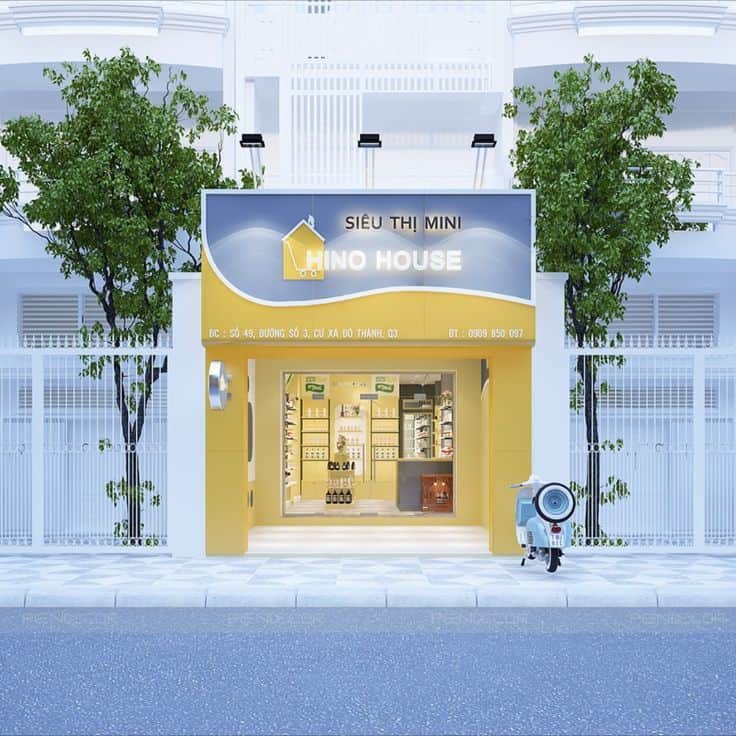 Thiết kế mặt tiền cửa hàng ấn tượng và chuyên nghiệp