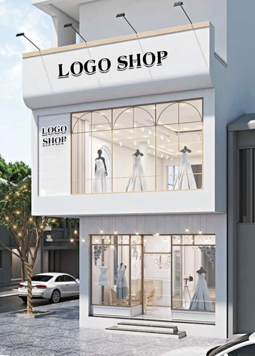 Mặt tiền cửa hàng đẹp với ánh sáng hợp lý